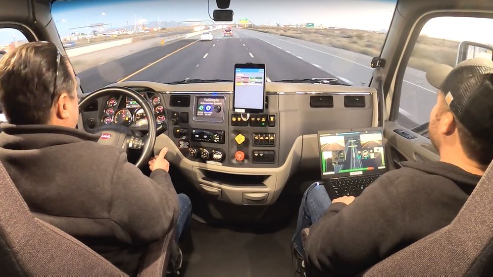 TuSimple autonomous truck cockpit
